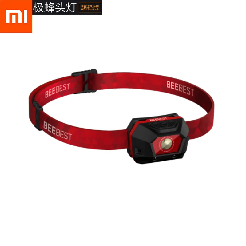 Red Xiaomi BEEBEST IP45 водонепроницаемый налобный фонарь ультра-светильник, регулируемый головной фонарь, светильник-вспышка для ночного бега, походов, альпинизма, SOS светильник - Цвет: Red