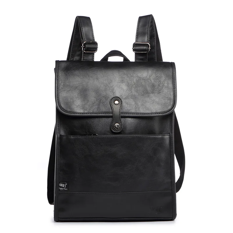 Кожаный мужской рюкзак с тремя отделениями модные вместительные дорожные сумки