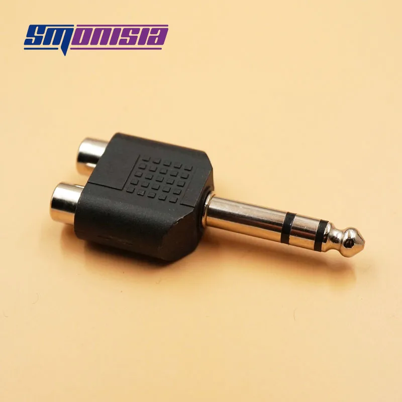 

Smonisia 100pcs Audio Aux 6.35Mm 1/4" To 2 Rca Male To Female Stereo Mono Headphone Plug Jack Splitter Adapter