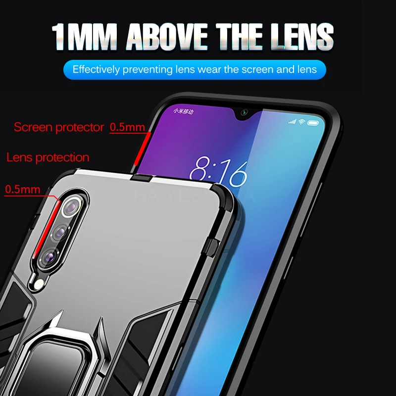 Роскошный автомобильный чехол с магнитным кольцом для Xiaomi Mi 9T Pro 8 9 SE A1 A2 бампер Lite