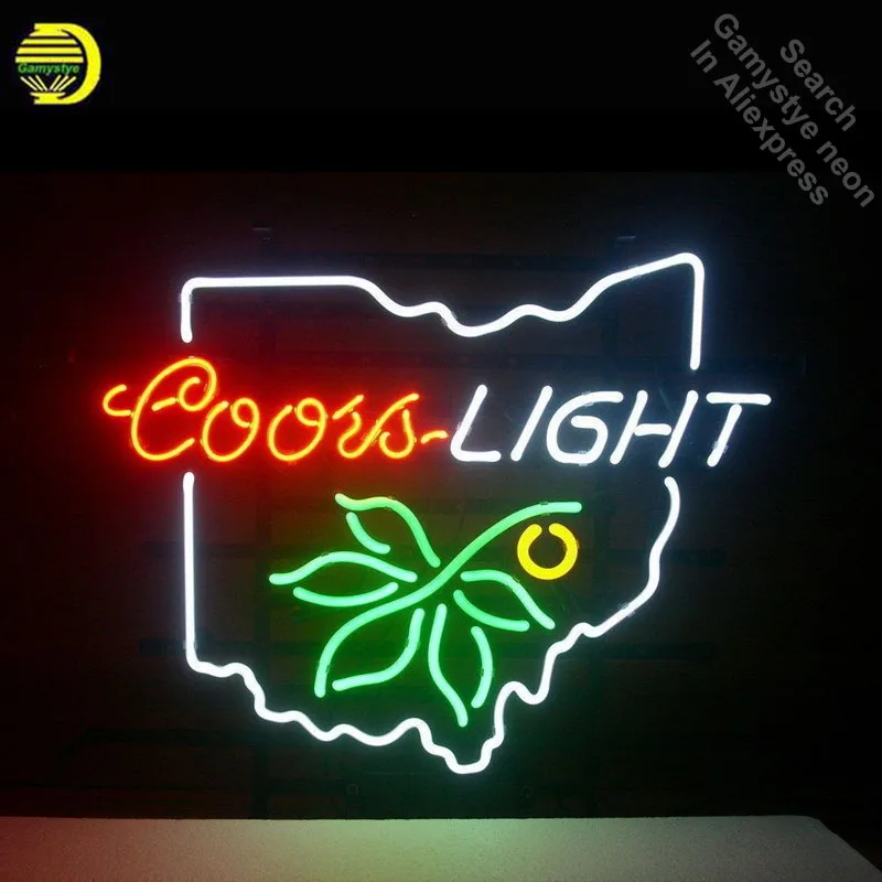 

Neon Sign for Coors Light OH Buckeye Neon Bulbs sign Lamps handcraft Glass tubes Decorate Beer Wall Room signs made to order