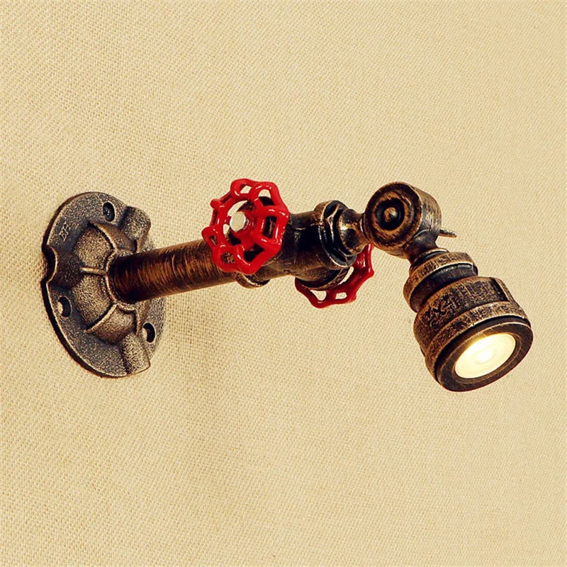 

Industrial Loft Iron Water Pipe Wall Sconce Vintage LED Wall Light Fixtures Rotate Bedroom Wall Lamp Antique Lampara Pared