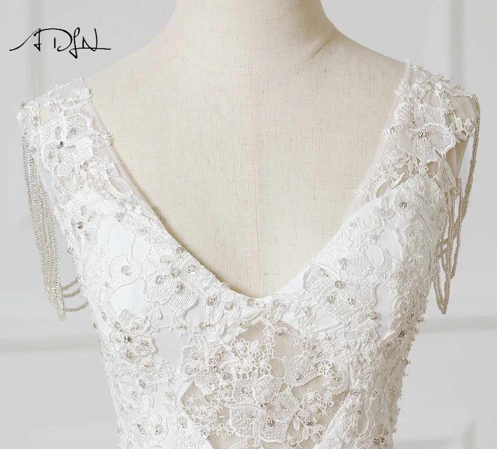 ADLN Сексуальная Иллюзия Корсета Свадебное платье с глубоким v-образным вырезом прозрачное кружевное свадебное платье Robe de Mariage очаровательное свадебное платье на заказ