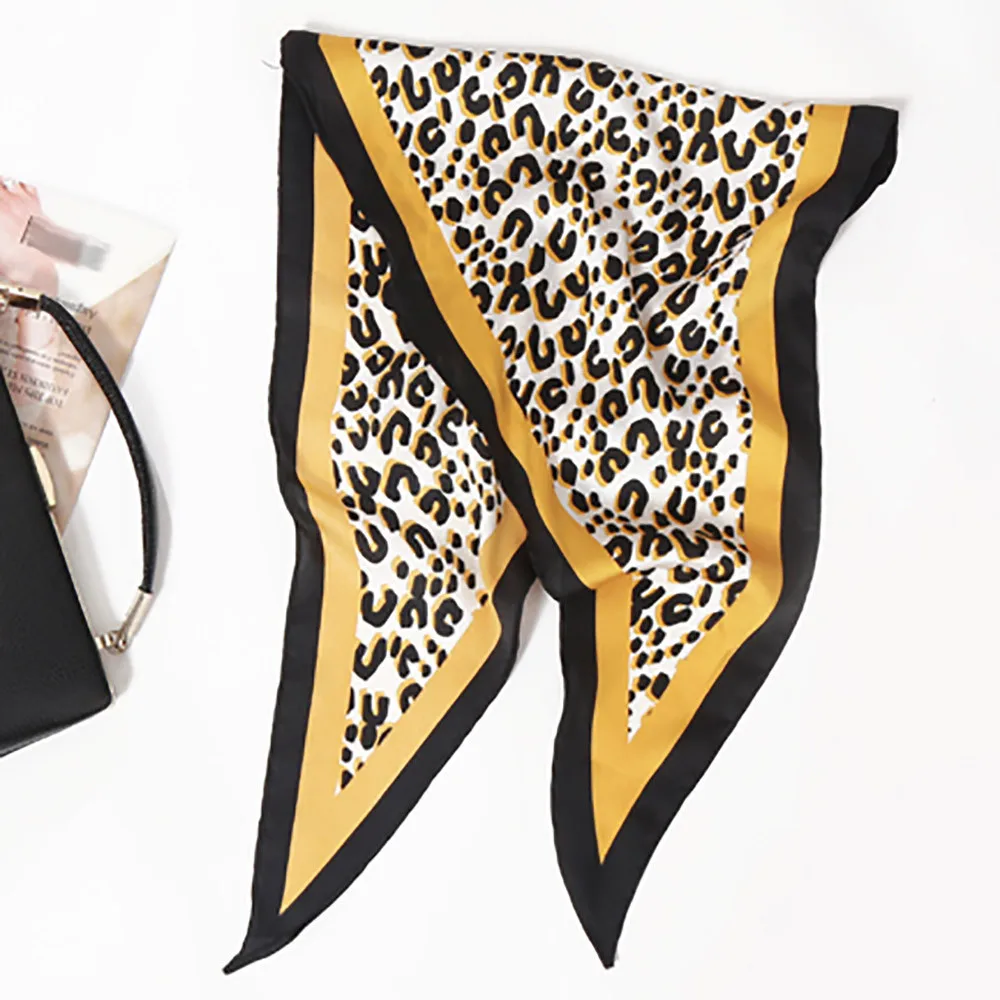

Women Scarf High Quality Ladies Twill Satin Diamond Wrist Soft Silk Leopard Scarf Autumn Winter 2018 luxo Warm 18Oct7