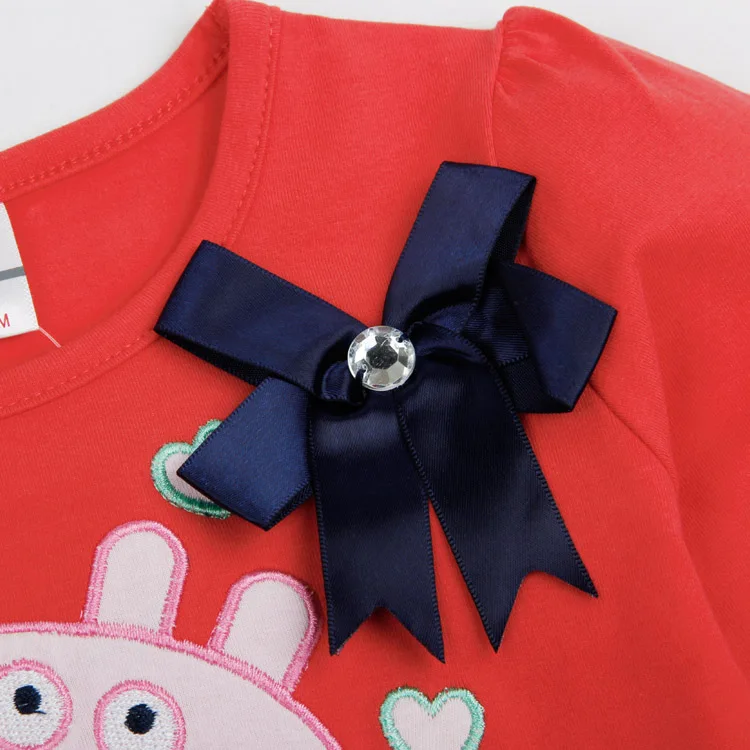 FREE SHIPPING H4549#2014 new fashion nova baby girls flower peppa pig long sleeve summer party dress for | Детская одежда и обувь