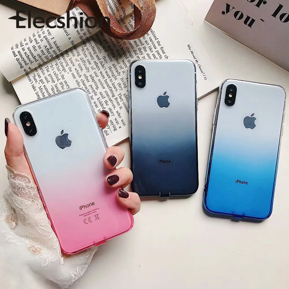 Для iPhone X XS Max Цветной корпус ультратонкие Чехлы для 7 8 Plus градиент мягкий