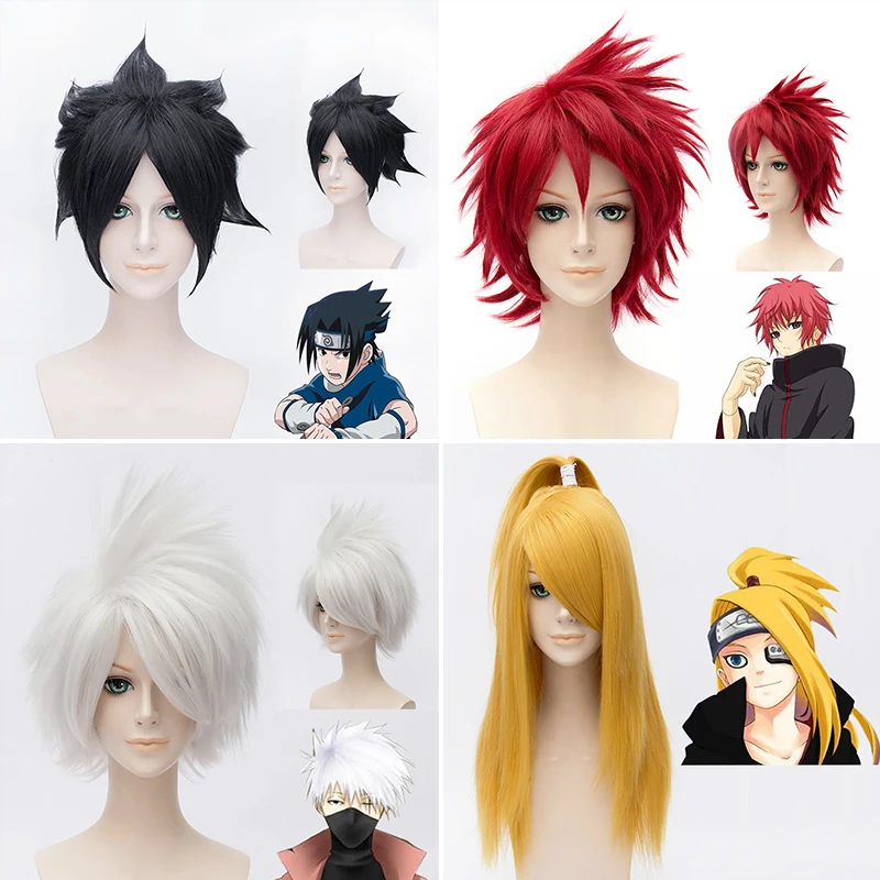 Японский парик Наруто Uchiha Sasuke/Deidara желтый парик/Uchiha Itachi черный longUzumaki Наруто Парик Гаара парик