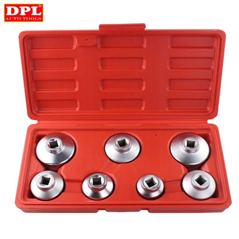 7PCS Oil Filter Cap Socket Wrench Tool Set For Benz BMW FORD 24mm 27mm 29mm 30mm 32mm 36mm 38mm