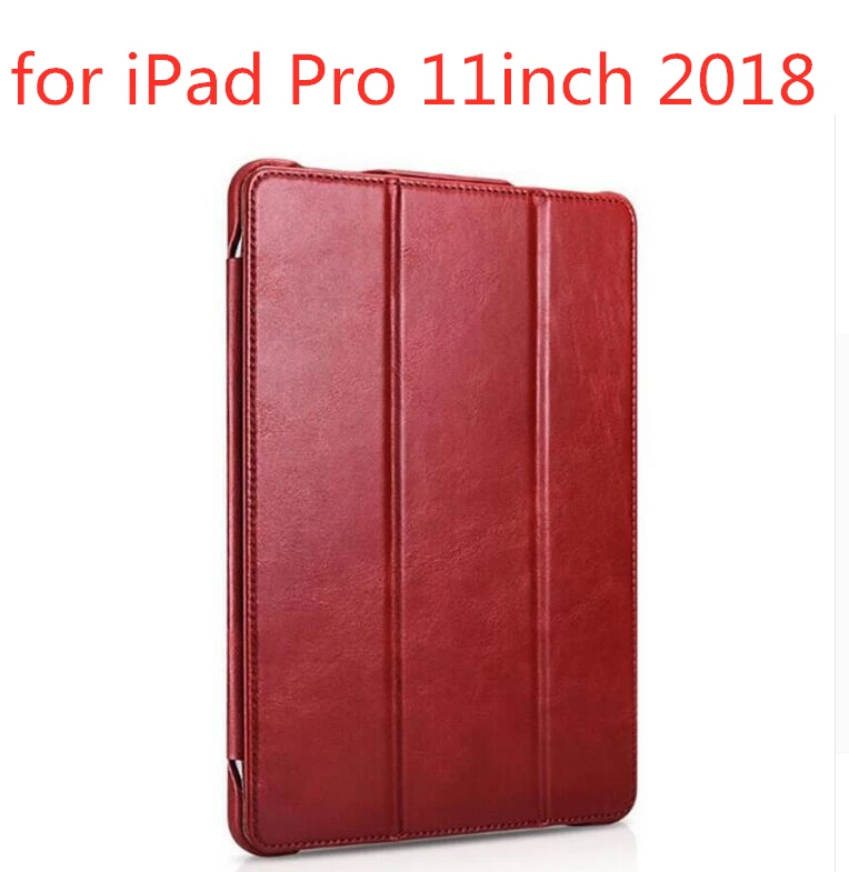 11 inch 2018 red ICarer для iPad Pro 11 дюймов Винтаж серия натуральная кожа чехол для iPad Pro 12,9 дюйма Смарт Настоящее кожаный чехол - Цвет: 11 inch 2018 red