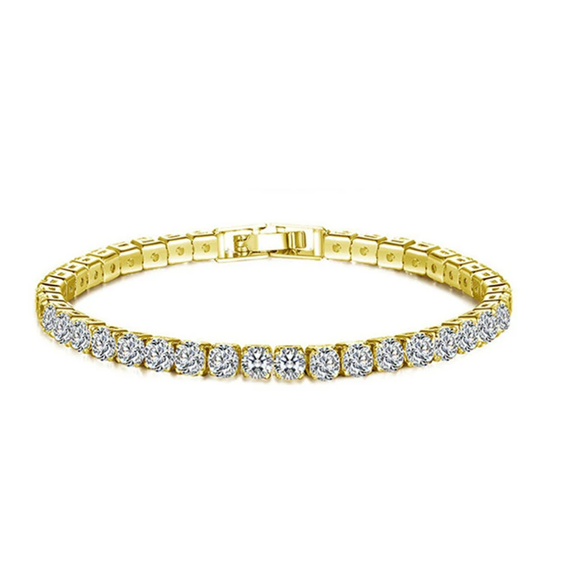 Women Tennis Bracelet Adjustable Gold Silver Rhinestone Crystal CZ Cubic Zirconia Bracelets for Women Wedding Hand Chain Jewelry