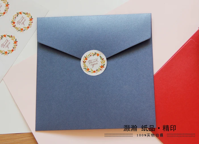 Blue Перламутровые Конверты в западном стиле, 15,8 см X 15,8 см, квадратные конверты, 250 ГМС, плотные деловые конверты, 50 шт - Цвет: Blue