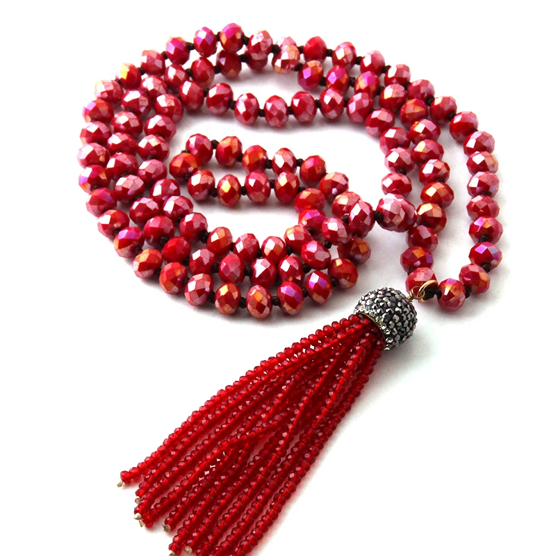 Модные богемные этнические ювелирные изделия стеклянные ожерелья с узлом и