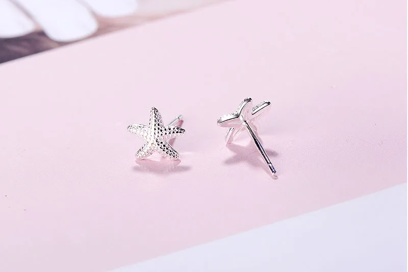 Новое поступление мини серебряные милые серьги гвоздики в форме морских звезд