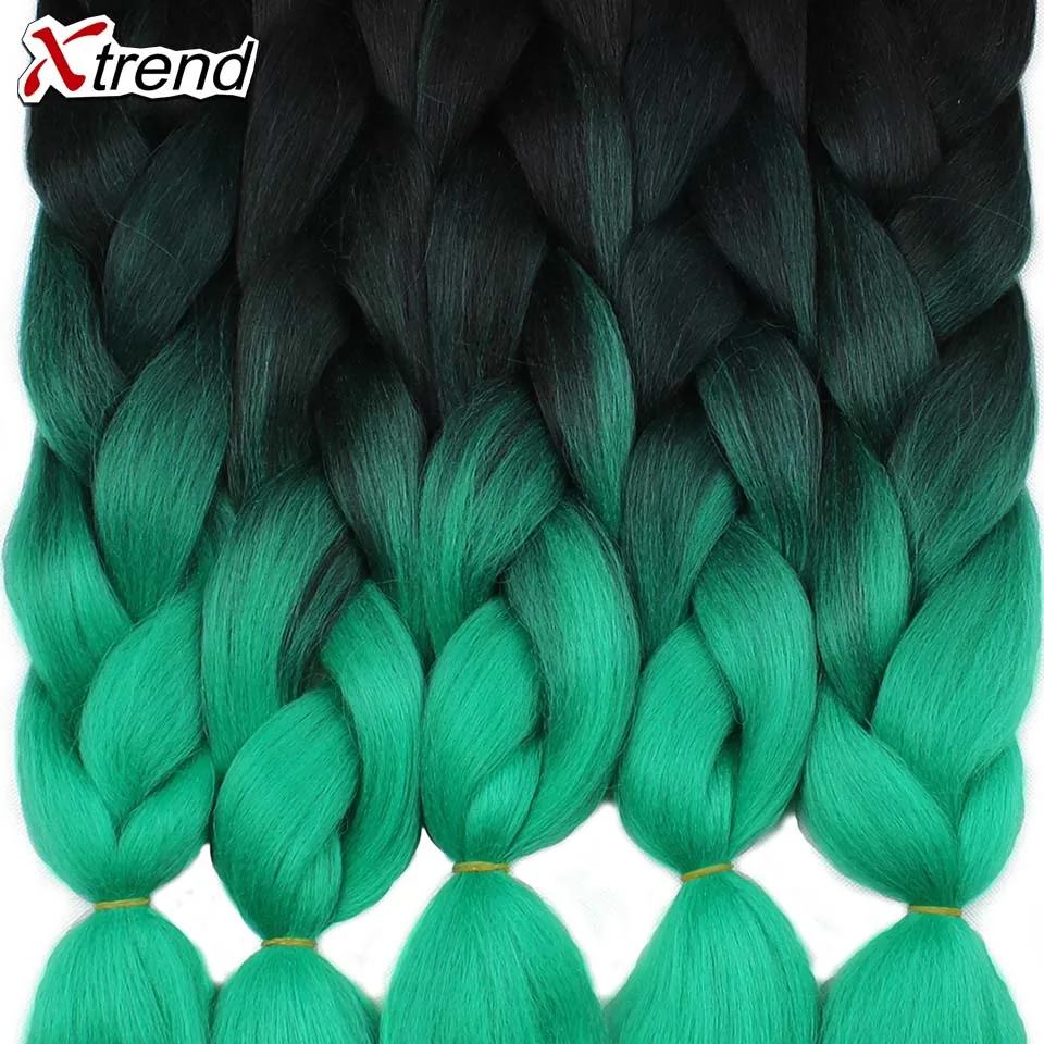 Xtrend, Омбре, огромные косички, волосы, 24 дюйма, 100 г, синтетические, вязанные косички, волосы для наращивания, волокно для женщин, один тон, два тона, три тона