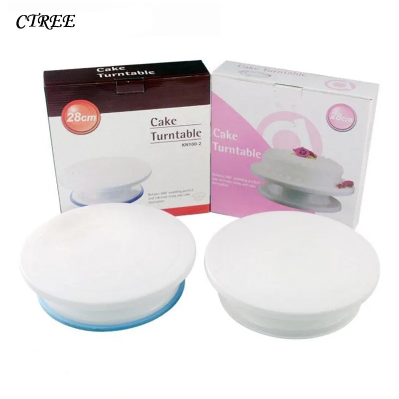 

CTREE Manual Rotary Round Shape Cake Turntable Decoration Stand Platform Anti-skid Turntables Cake Tool Color Box Packaging C184