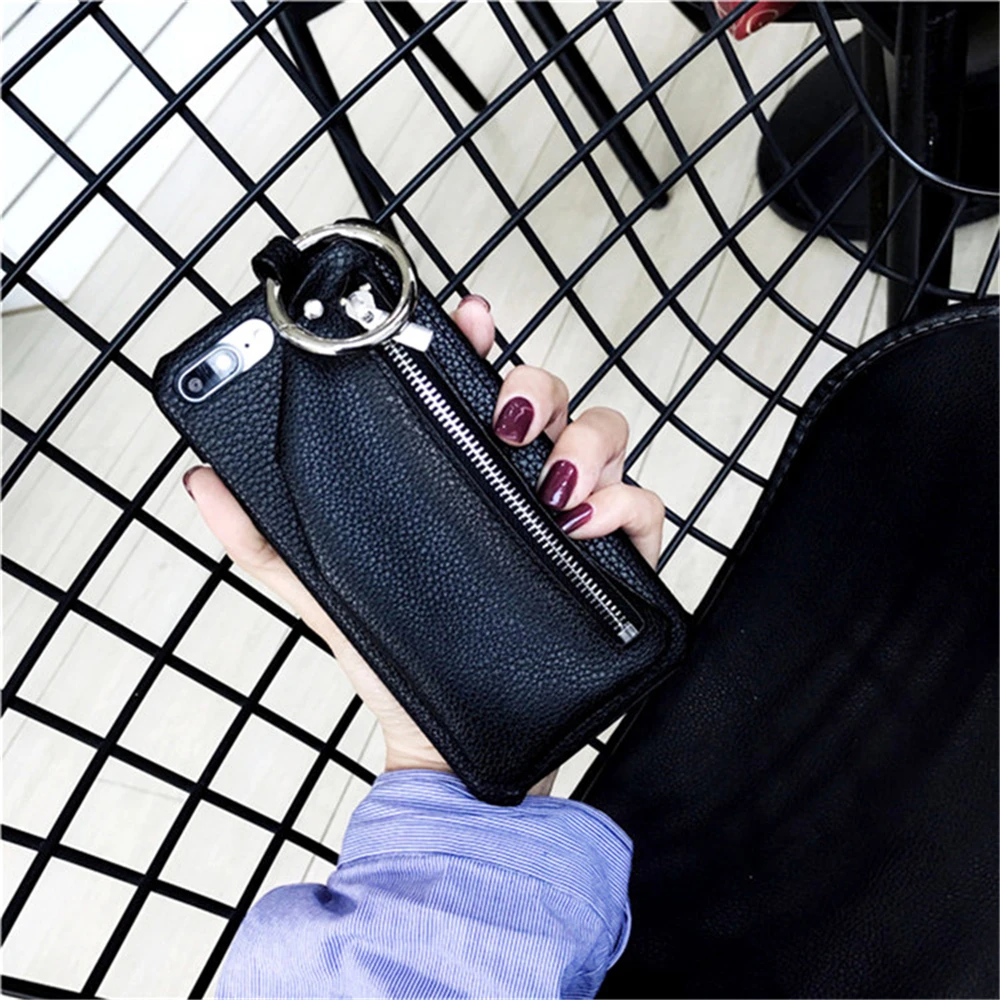 Черный розовый белый кожаный чехол-кошелек на молнии для iphone 8 8plus чехол 7 7plus 6 6S Plus