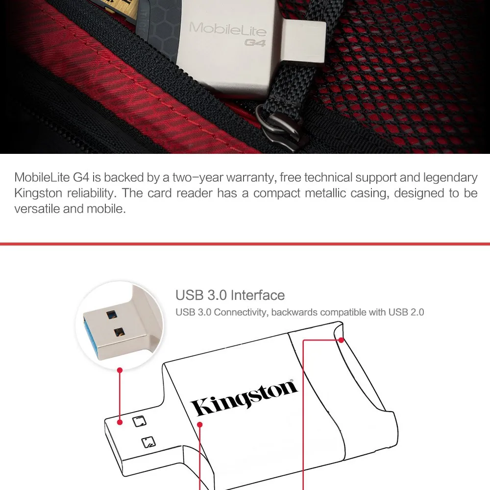 Kingston Micro SD кард-ридер Многофункциональный USB 3,0 Micro USB кард-ридер USB 2,0 флэш SD адаптер для Mirosd SD карты