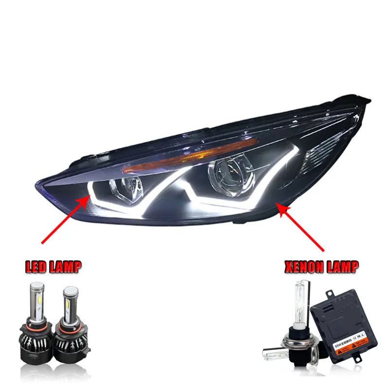 LED HighBeam 2 шт. светодиодный головной светильник s для Ford Focus Автомобильный светодиодный светильник s двойной ксеноновый Объектив Автомобильные аксессуары дневные ходовые огни противотуманный светильник - Цвет: LED HighBeam
