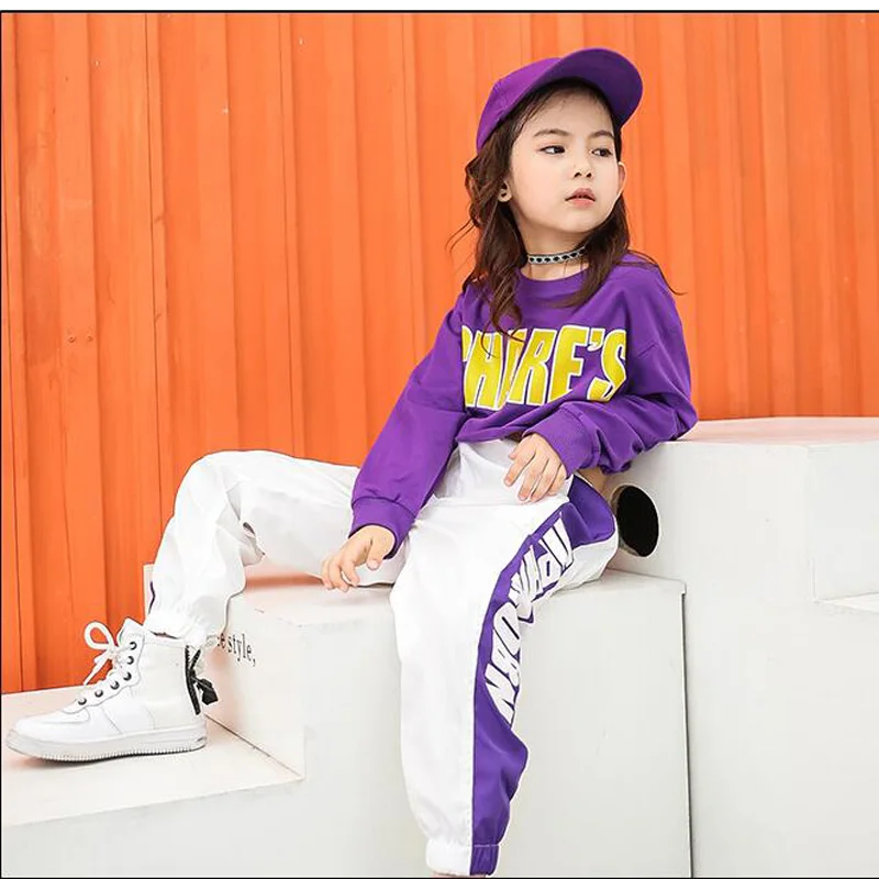 Детская укороченная толстовка рубашка штаны для бега танцевальные костюмы в