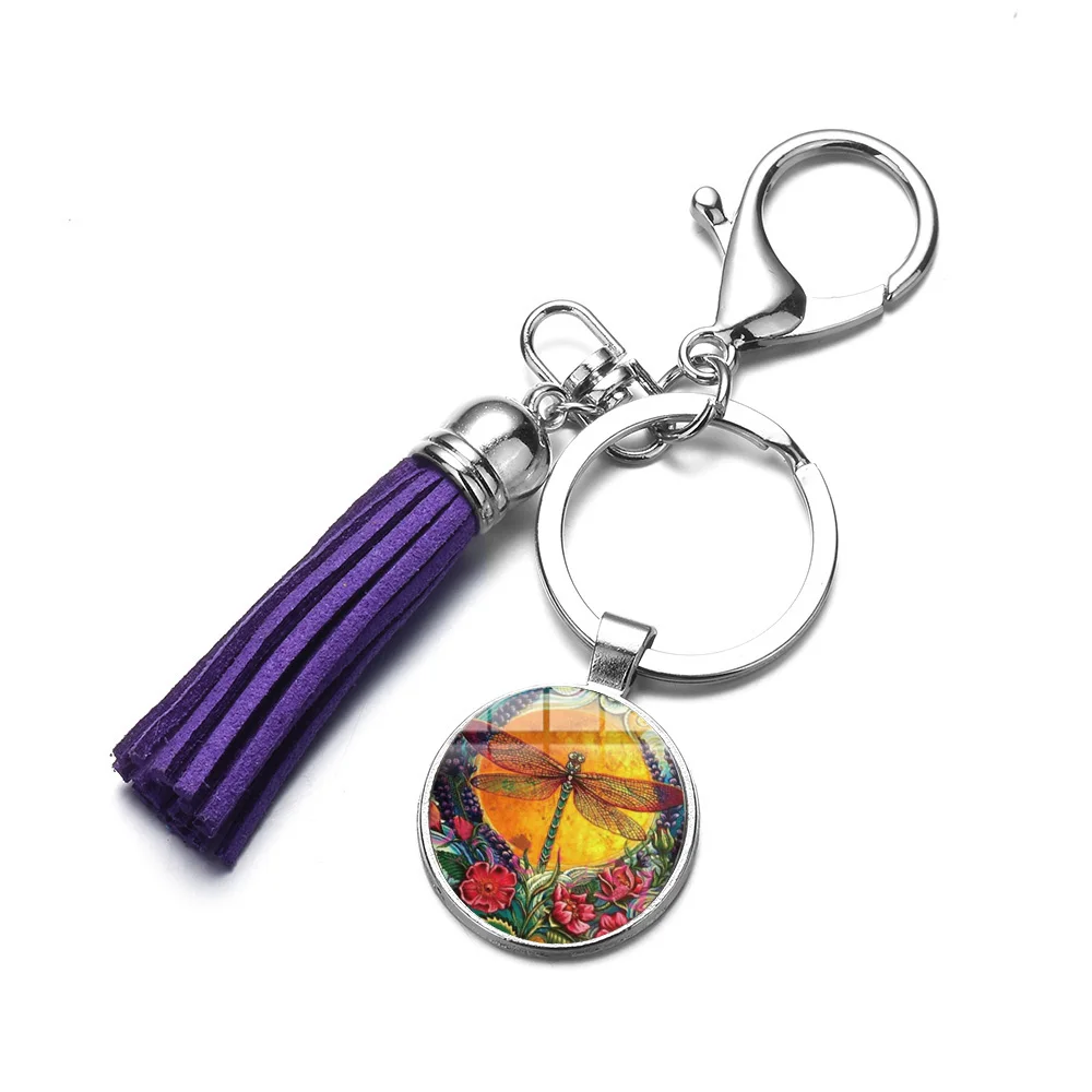 Азиатских благоприятный полнолуние Стрекоза кисточкой брелок животных