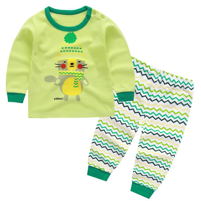 Sleepwear baby sleep set clothing for girl boy kids pyjama infant long sleeve shirt pants pj pjs Children's costume 1 2 year |