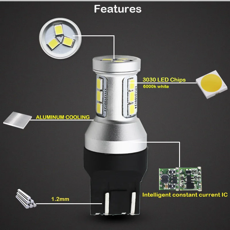 Gtinthebox T20 W21W светодиодный светильник белого и красного цвета WY21W W21/5 W 7440 7443 SRCK светодиодный фонарь заднего хода для автомобиля
