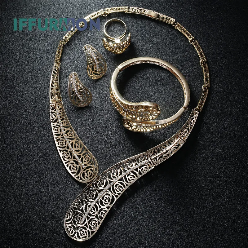 IFFURMON Для женщин Ювелирные наборы Золото Цвет цветок Цепочки и ожерелья