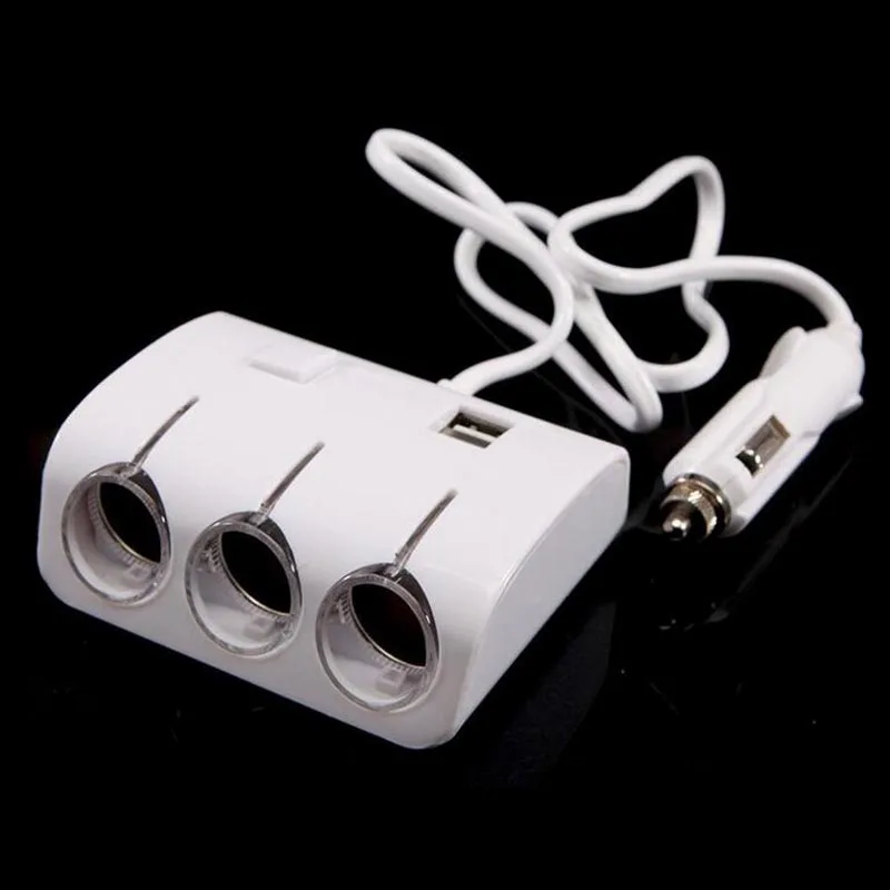white Onever от 1 до 3 автомобильного прикуривателя адаптер питания с двумя usb-портами розетка для автомобильного прикуривателя Разветвитель зарядное устройство с переключателем - Название цвета: white