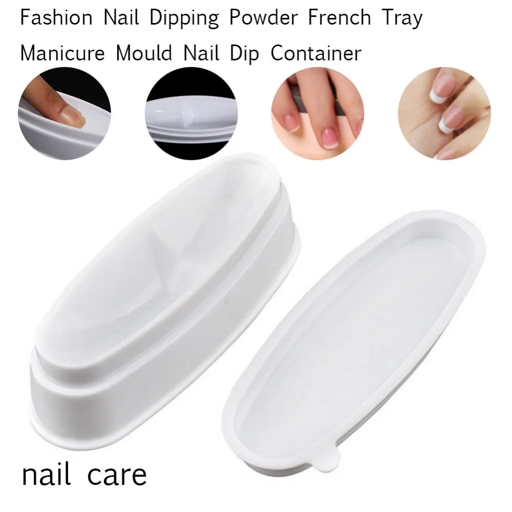 Nail Art Container Storage Box Case White French Smile Line Sculpture Tips Dipping Acrylic Powder Moulding Guides Tools Manicure | Красота и