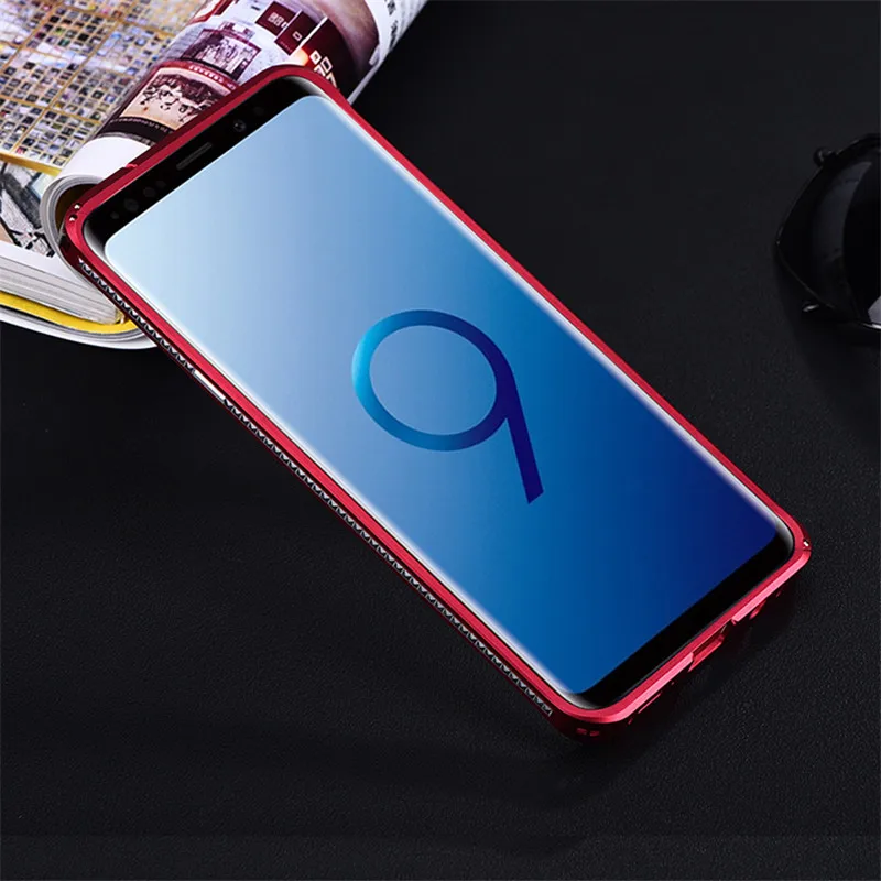 

Original iMatch Bumper Case For Samsung Galaxy S9 S8 Plus S7 Luxury Diamond Shape Aluminum Metal Invisible Kickstand Frame Case