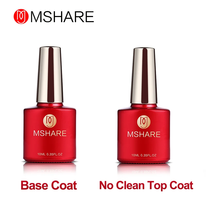 MSHARE 10 мл Soak Off UV светодиодный Гель лак для ногтей база и без вытирания комплект