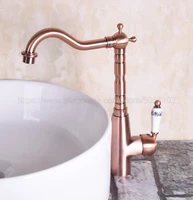 bathroom basin sink faucet antique red copper single handle kitchen tap faucet mixer hot and cold water tap znf132