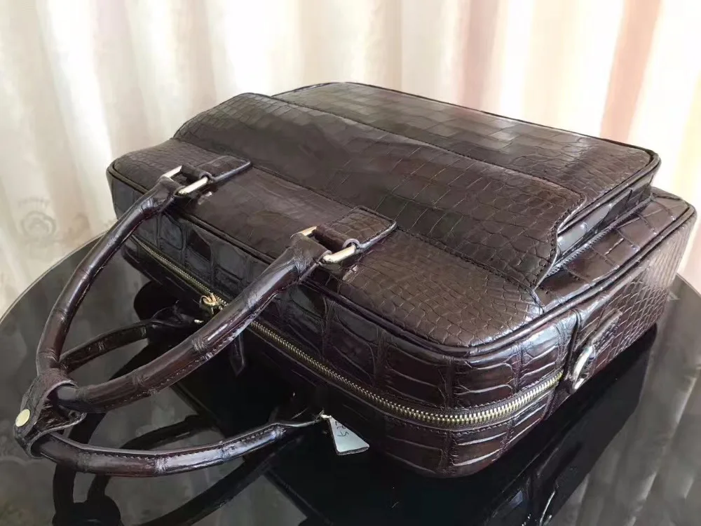 2017 Мужской коричневый портфель из крокодиловой кожи мужской с клапаном спереди