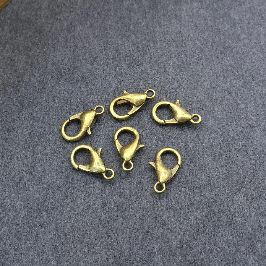 100 шт. 12 мм застежка-лобстер золотистого цвета серебряный цвет бронзовый тусклый