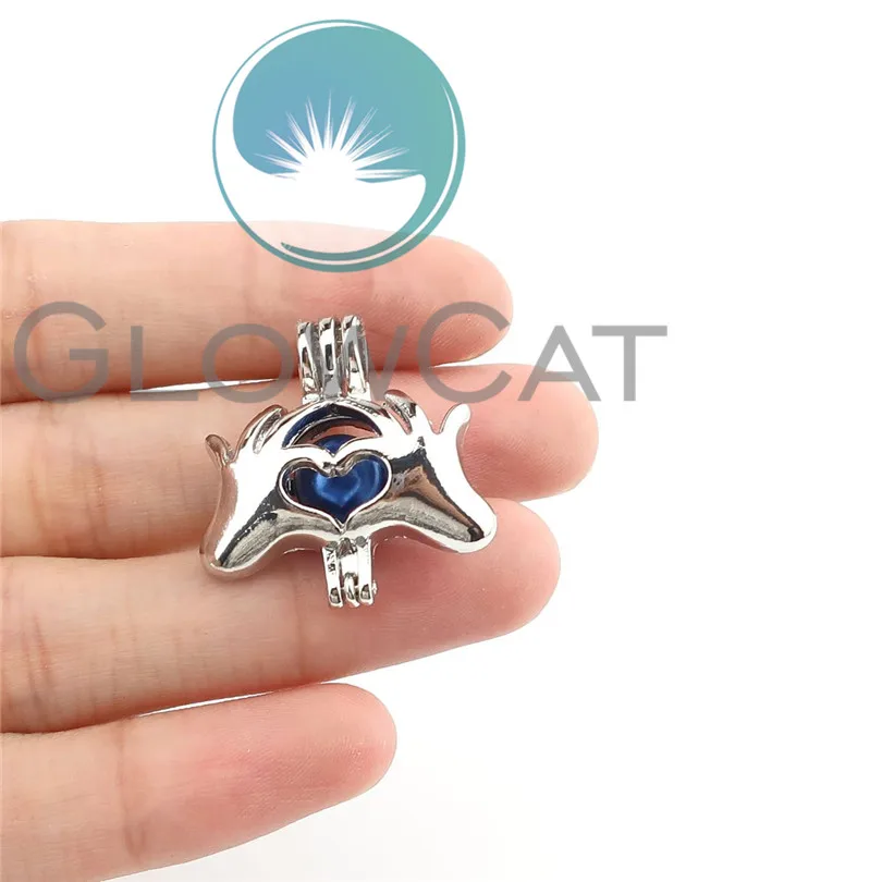10X K905 Love Hand Gesture Beads Cage Locket Pendant Essential Oil Diffuser Stone Pearl | Украшения и аксессуары