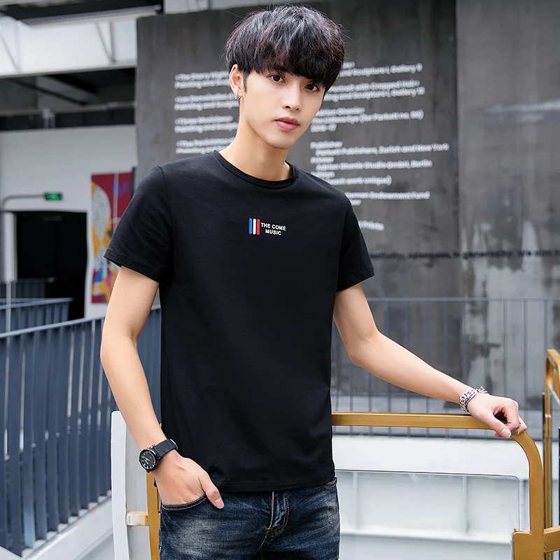 Мужская футболка лето 2019 новая с коротким рукавом хлопковая английским