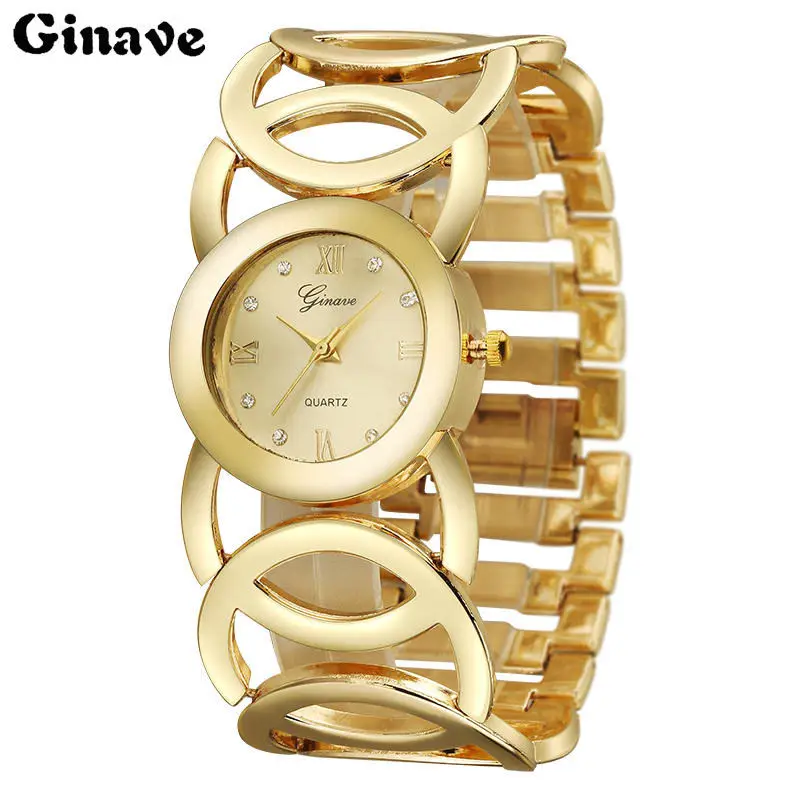 GINAVE женские кошельки Дамы Моды Кварцевые Часы Женщины Горный Хрусталь Платье