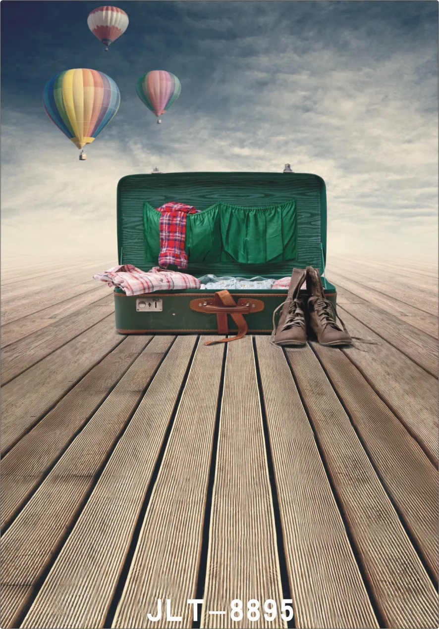 Hot Air Balloon Suitcase Vinyl Photographic Background For Portrait Children Baby New Born Backdrop Studio Booth Shoot Photocall |