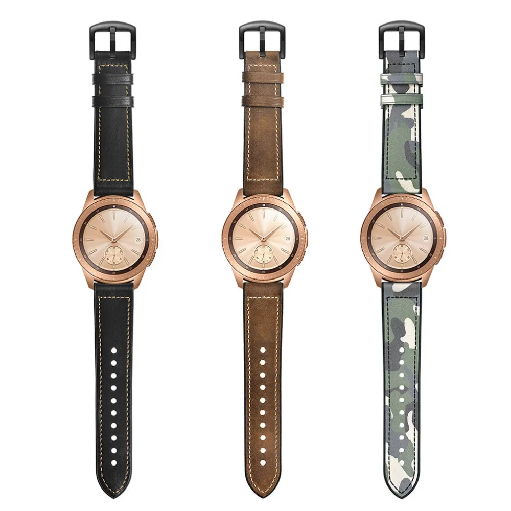 Для samsung Galaxy Watch 46 мм 42 мм стильный прочный кожаный ремешок для часов 20 мм 22 мм сменный Браслет ремешок на запястье ремень