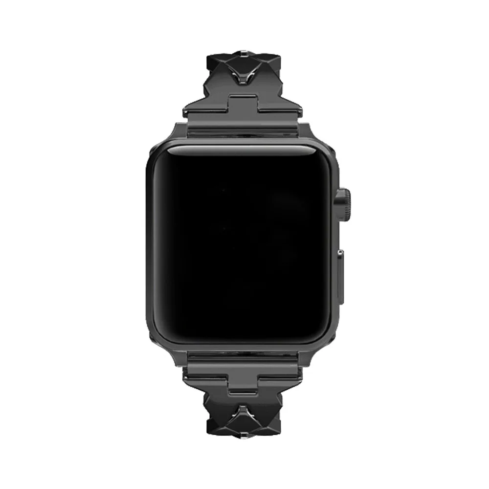 WoseaFit рифленая нержавеющая сталь Ремешок с узором для Apple Watch 38 мм 40 мм 42 мм 44 мм ремешок для серии 2 3 4 ремешок стальной браслет