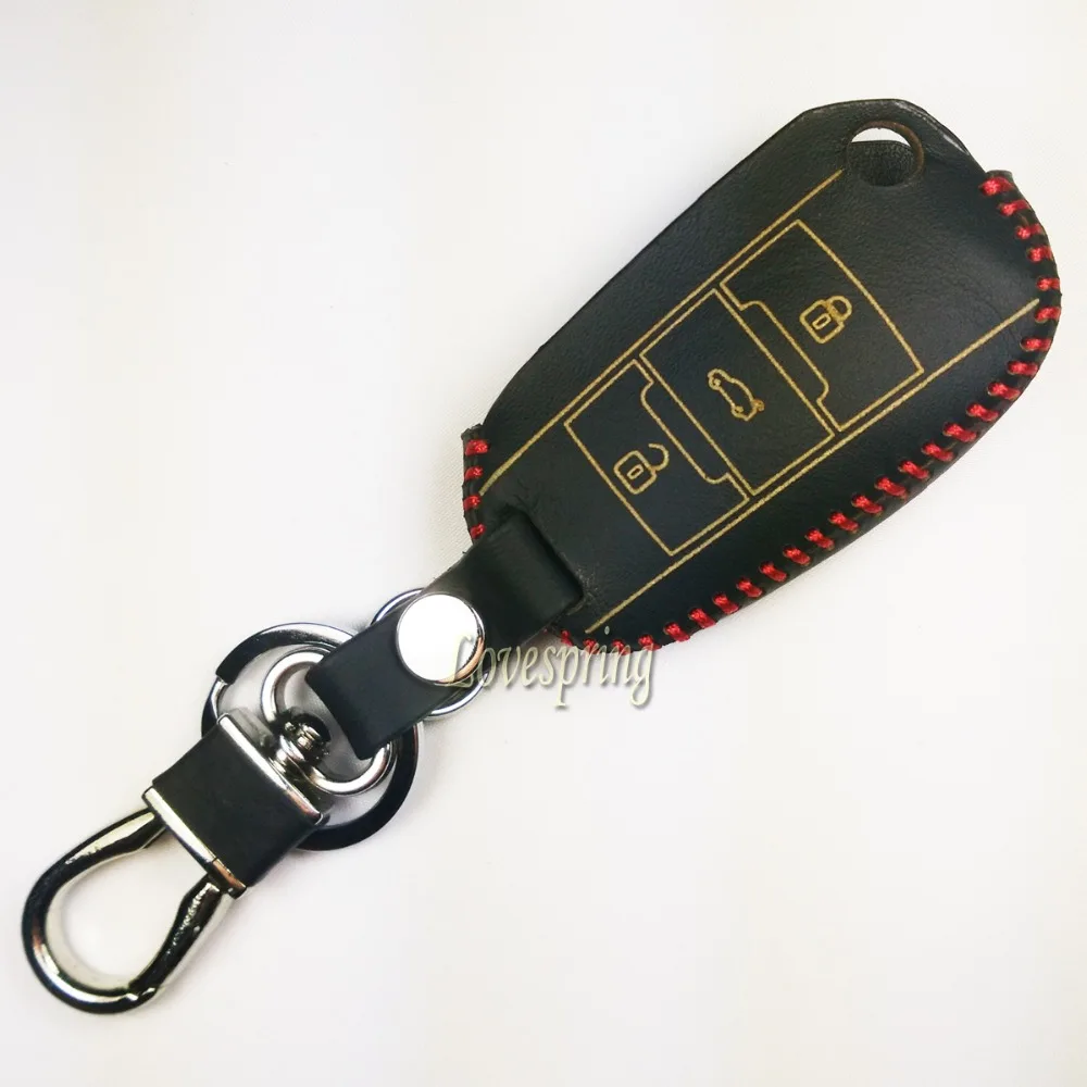 3 кнопки Кожа Флип ключа автомобиля обложка чехол цепь для Peugeot 307 308 508 RCZ 408 2008 407 4008