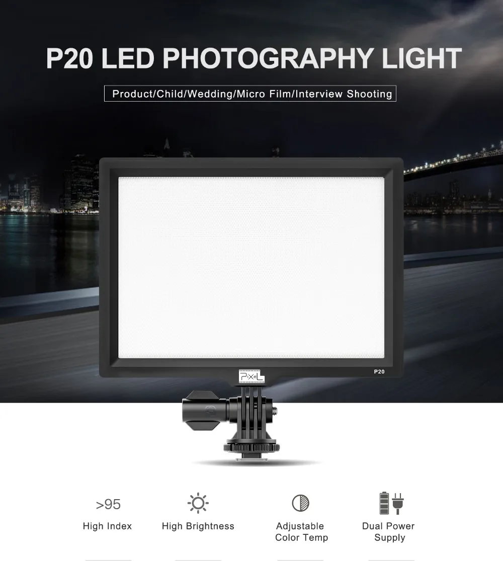Pixel P20 светильник для камеры, светильник для фотостудии, светильник для фотосъемки, светодиодный видео светильник для камеры Canon Nikon, Facebook, YouTube, show Live