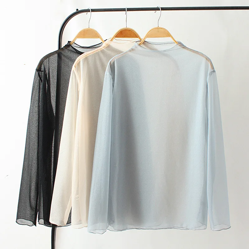 2019 Plus Size Casual Blouses Spring Summer Women Clothing Fashion Loose perspective mesh Shirts F52-c6071 |