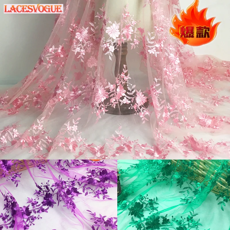 

2yards 140cm Mesh embroidery lace fabric DIY Handmade material Garment needlework sewing fabric Clothing accessories 518