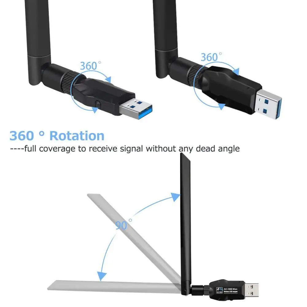 USB3.0 WiFi адаптер 1200 Мбит/с 2 4G/5G мини беспроводная сеть ключ с 5dBi двухдиапазонной