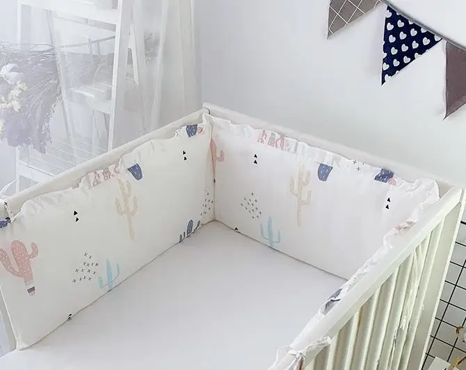 180CM Baby Bed Bumpers Cotton Print U-Shaped Crib Around Cot Protector Cushion Infant Anti-collision Pillow Newborn Room Decor