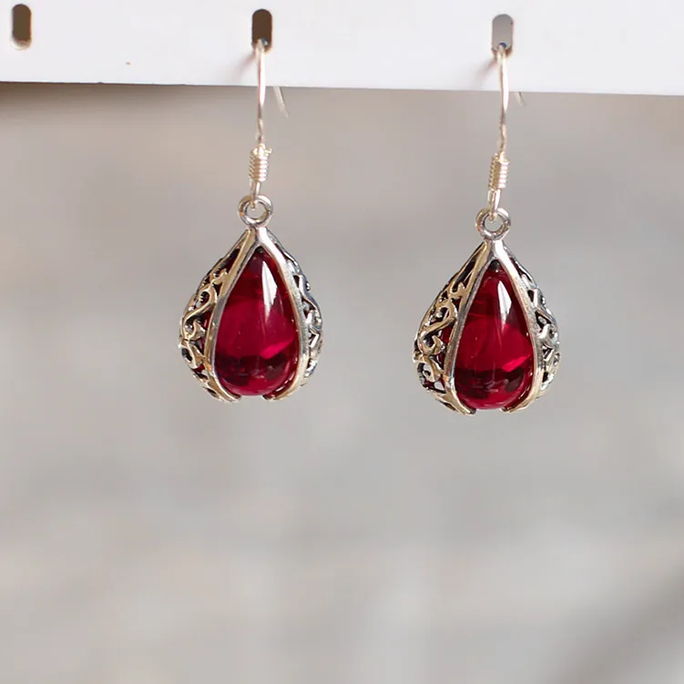 Женские серьги из серебра 925 пробы с гранатом|earrings fashion|earrings wholesaleearring manufacturer |