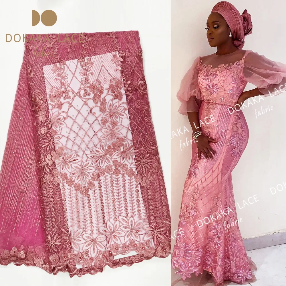 Африканский гипюровый сетчатый кружевной материал с ослепительными камнями и