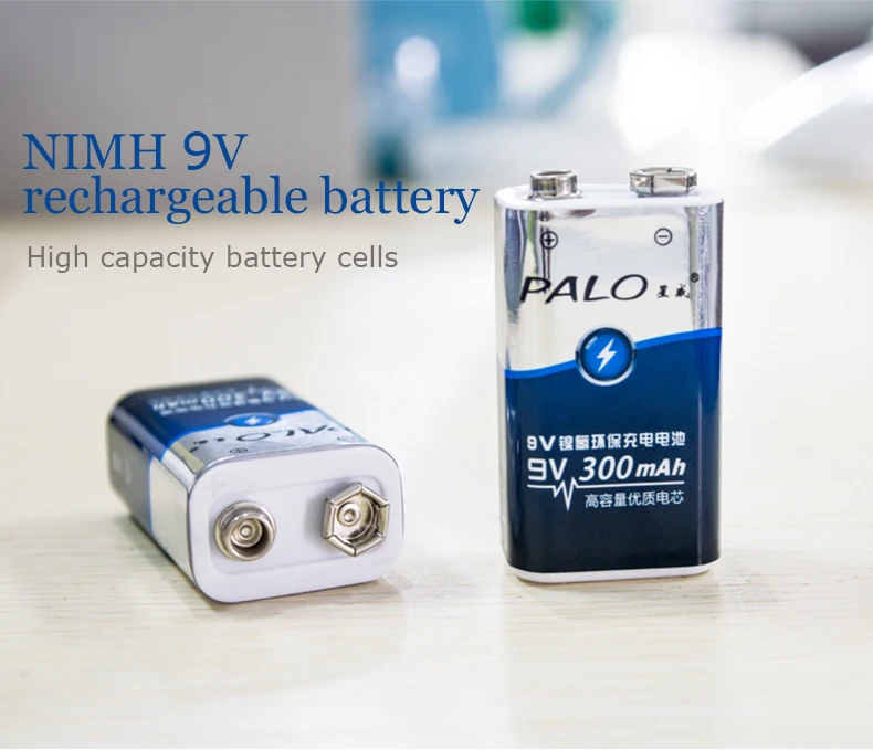 PALO 9V зарядное устройство для 6F22 9V Ni-CD Ni-MH литий-ионные аккумуляторы+ 2 шт Ni-mh 9V аккумуляторная батарея для микрофона