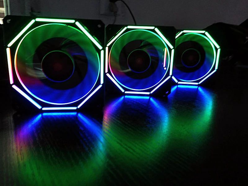 Цветной вентилятор RGB 120 мм светодиодный светящийся двойной аура корпус ПК бесшумный вентилятор с синхронизатором пульт дистанционного управления набор ЦП кулер вентилятор для компьютера